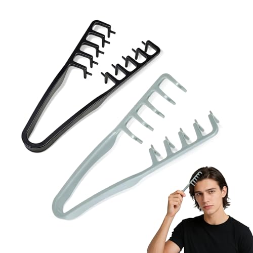 Texture Comb 2 Pack Volumizing Fluffy Texture Styling Comb for Men and Women Tooth Volumizing Hair Styling Tool ABS Plastic Hair Styling Combs for Volume and Texture(Black + Gray)