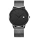 CRRJU Herren Uhr Ultra-schlanke Nur 7mm Männer Uhren Mode Wasserdicht mit Edelstahlband Mesh und Datumsanzeige Analog Quarz Business Armbanduhr für Herren (Schwarz)