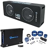 Memphis Audio MBE8D2 700w RMS Dual 8' Loaded Car Subwoofers in Sub Box Enclosure Bundle with Rockville dB13 Amplifier & RWK41Complete Car Amp Wiring Kit (3 Items)