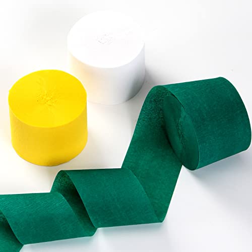 Image of Green-White Yellow Party-Decorations Crepe-Paper Streamers - 9 Rolls Birthday Paper Garland Streamer Neutral Baby Shower Sping Summer Garden Tea Party Decor Panduola
