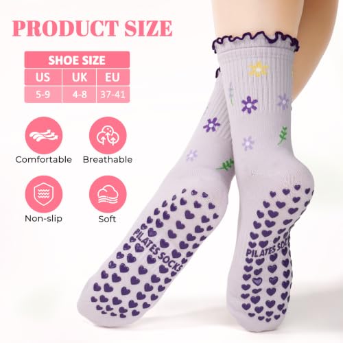 Image of Pilates Grip Yoga Socks for Women Cute Non Slip Socks