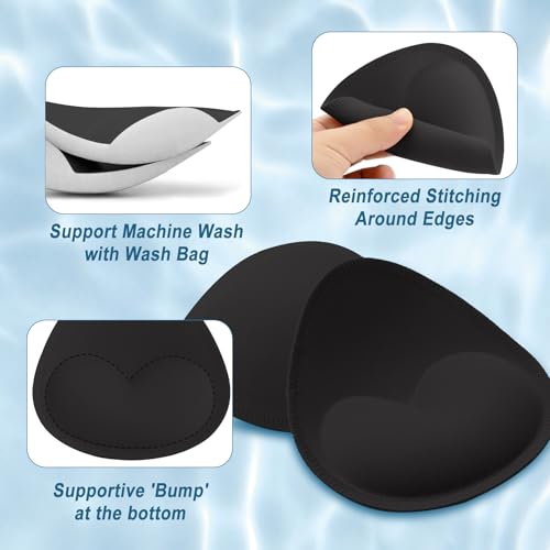 Image of Nimiah Waterproof Bathing Suit Inserts, Push up Padding for Swimsuit Tops | 3 Pairs Removable Comfy Lightweight Bra Pads Inserts for Bikini, Sewn Edges Durable Sport Bra Replacement Cups Fits A, B /C