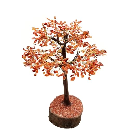 Image of Red Carnelian Stone Tree for Office Decor 1000 Beads | Antique Gemstone Bonsai Money Tree for Healing Vastu | Festival Gifts & Showcases