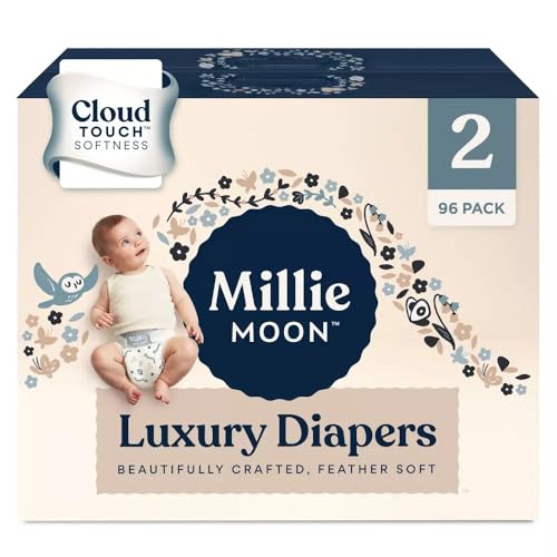Image of Millie Moon Luxury Diapers – Ultra Soft CloudTouch Disposable Diapers with 12 Hour Absorbency & Wetness Indicator