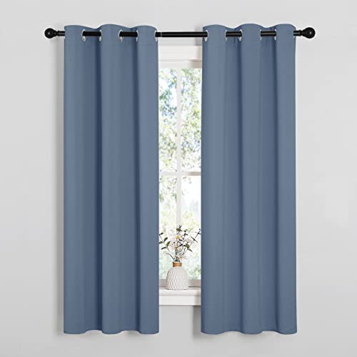 Image of NICETOWN Kitchen Curtains Blackout Curtains & Drapes, Thermal Insulated Grommet Top Window Treatment Panels for Cupboard, Small Window (Stone Blue, 34 inch Wide x 63 inch Long, Set of 2)