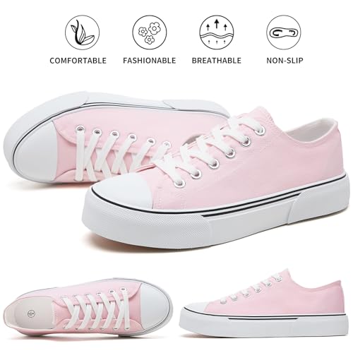 hash bubbie White Sneakers for Women Low Top Canvas Shoes Womens Canvas Sneakers Women's Fashion Sneakers Slip on Casual Tennis Shoes - Image 4