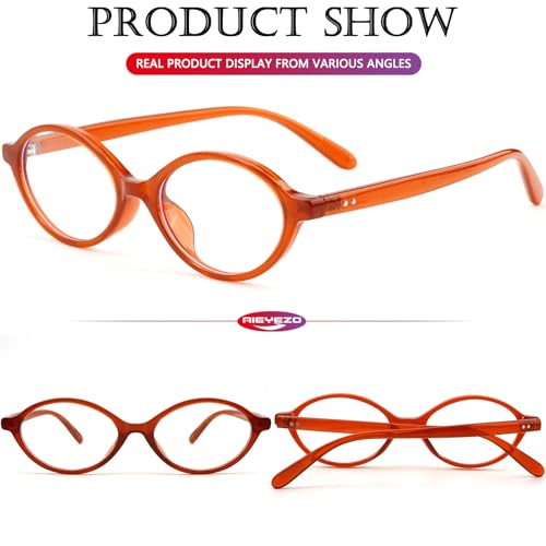 Image of AIEYEZO Small Oval Blue Light Glasses for Women Fashion Retro TR90 Oval Frames Computer Screen Glasses (Orange Red)