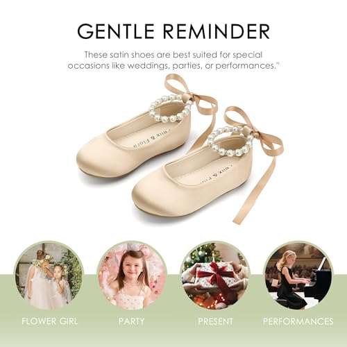 Image of Felix & Flora Girls Toddler Little Ballet Shoes - Flower Girls Mary Jane Flats Dress Shoes Party Wedding