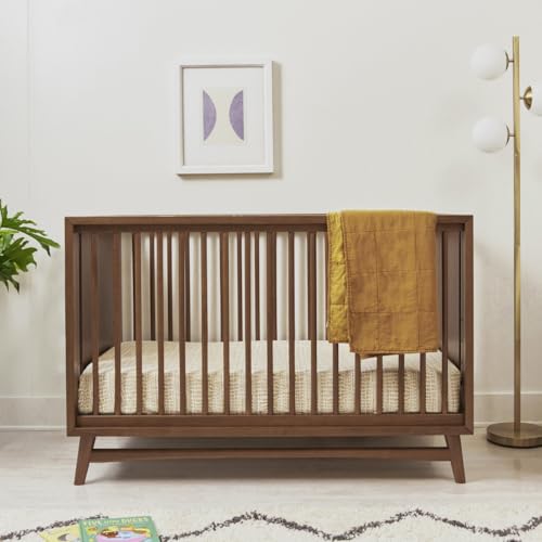 Image of Babyletto Peggy 3-in-1 Convertible Crib with Toddler Bed Conversion Kit in Natural Walnut, Greenguard Gold Certified