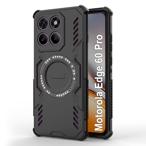 Image of Zapcase Back Case Cover for Motorola Edge 60 Pro | Magnetic Case with Built-in Metal Ring | Supports MagSafe Charger, Wallet & Car Mount | Shockproof Hybrid PC + TPU | Black