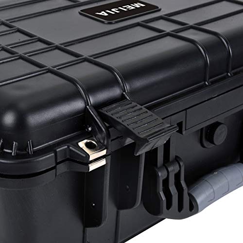 Meijia All Weather Rolling Waterproof Protective Case, Hard Camera Case,Dry Case With Retractable Pull Handle And Wheels,Foam Inserted, Elegant Black,22 X13.81X9Inches #TOP6