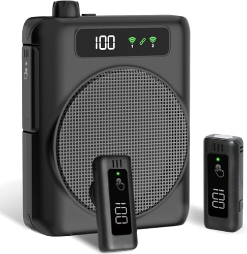 Amplificateur de Voix sans Fil, Portable amplificateur de Voix, Mini amplificateur Vocal avec 2 Microphones à Revers, Amplificateur Vocal pour Enseignants,...