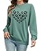 Sunidol Womens Dog Paw Print Heart Shirt Long Sleeve Crewneck Pullover Loose Casual Cute Sweatshirts Tops Cyan Blue M