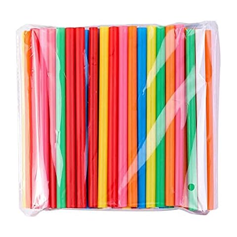 BrightDaily Bright Colors Reusable Jumbo Smoothie Straws,Thick Straws, Pack of 300 Pieces Bubble Tea Straws Cover