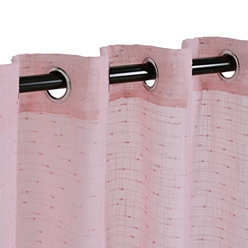 Superior Meteorite - Cortinas transparentes con cabecera con ojales, 132 x 243 cm, color rosa, juego de 2
