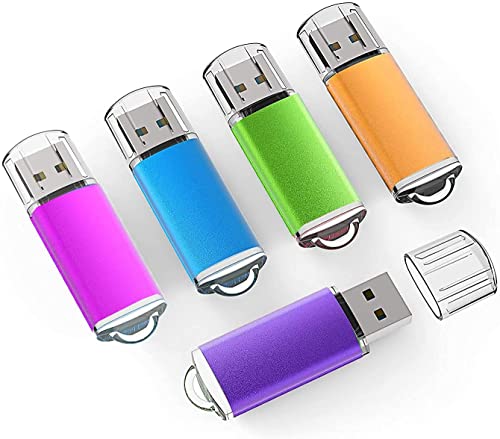K&ZZ 4GB USB Flash Drive 5 Pack USB 2.0 Memory Sticks Flash Drives Easy-Storage 4G Thumb Drive Gig Stick Zip Drive Pen Drive, Multicolored