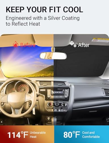Image of Proadsy 2026 Upgrade Front Windshield Sun Shade Foldable Sunshade Protector Custom Honda Fit 2015-2020 Fit Accessories