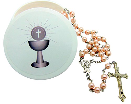 Rosario de primera comunión para altar familiar y recuerdos de la iglesia rosa 51 cm