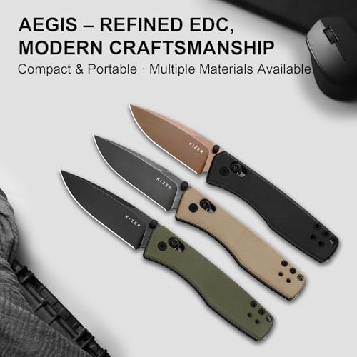 Image of Kizer Aegis EDC Pocket Knife, 2.8 inch D2 Steel Drop Point Folding Knife