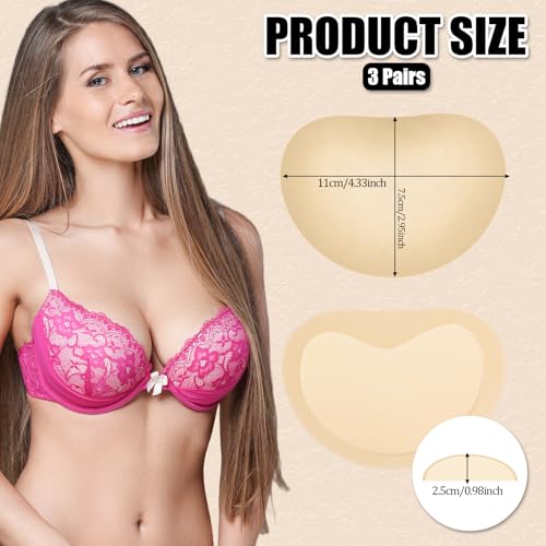 COMNICO 3 Paar BH-Einlagen Klebe BH-Pads Push Up Atmungsaktive BH-Cups Einsätze Herausnehmbare Bequeme Brustpolster für Frauen, Sport, Bikini, Badeanzug, Badeanzug, Kleid