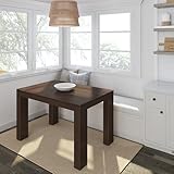 Maxwood Furniture 122Cm Dining Table, Solid Wood Modern Kitchen Table, Large Wooden Rectangular Dinner Table For Dining Room, Home Office, Living Room Furniture, Easy Assembly, Walnut Wirebrush