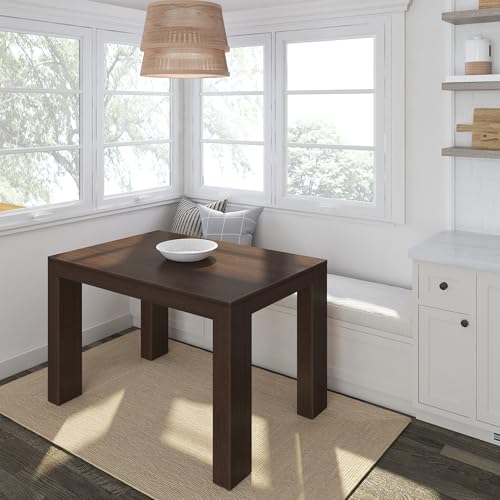 Maxwood Furniture 122Cm Dining Table - Solid Wood Modern Kitchen Table for Dining Room, Home Office & Living Room, Easy Assembly, Walnut Wirebrush Finish