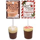 Hot Cocoa Stirrers with Crushed Peppermint and Mini Marshmallows, Edible Chocolatey Drink Mixing Sticks, Christmas Stocking Stuffers, 1.13 Ounces Each (Pack of 2)
