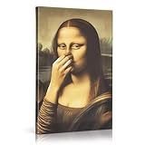 Un classique revisité avec humour： Cette version décalée de la Mona Lisa, se bouchant le nez, apporte une touche d’humour irrésistible. Une décoration murale idéale pour les toilettes, la salle de bain ou les WC invités.
