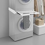 Verbindungsrahmen Waschmaschine Trockner Universal Zwischenbaurahmen Trockner auf Waschmaschine Stellen Übereinander, Metall Waschmaschine Trockner Verbindung mit Abstellfläche, 61 * 55 * 7.5cm
