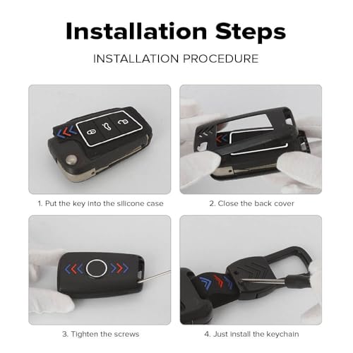 Image of Keyzone ABS Key Cover for Volkswagen Virtus, Tiguan, Taigun, Jetta, T-ROC, 3 Button Flip Key (Black)