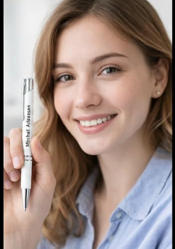 Image of Personalized White Metal Ballpoint Pen | Custom Name Engraved StylePan2 Writing Pen | Office Stationery for Professionals (Pack of 1)