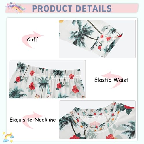 senya Palm Trees Beach Chairs Pajamas Set Long Sleeve Soft Cotton Sleepwear 2 Piece4