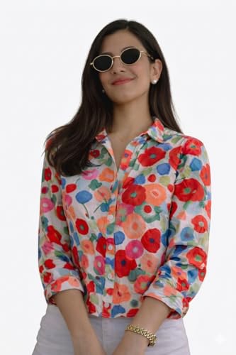 Image of Women's Korean Style 3 /4 Sleeve Oversized Button Down|| Workwear Top Shirt for Office & Casual Wear Women Shirt || Shirt for Woman || Top for Women (L-98-101)
