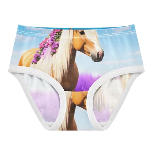 Realistic Horse Purple Field Little Girl Panties Girls Underwear Toddler Cotton Stylish Kids Undies Briefs 2t
