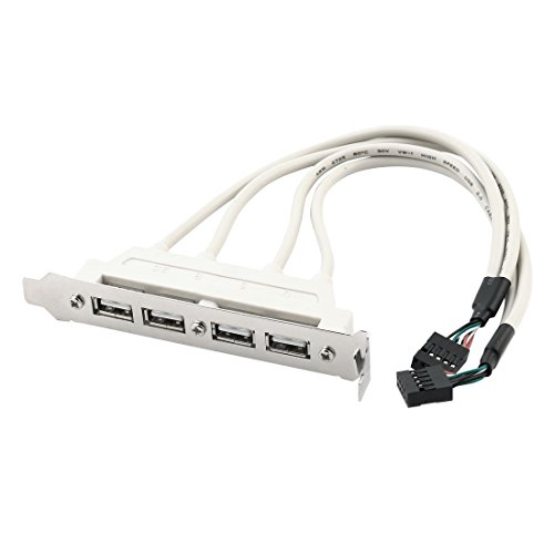 uxcell PC Motherboard USB2.0 9 Pin Header to 4 Ports A Female Adapter Cable Cord Gray
