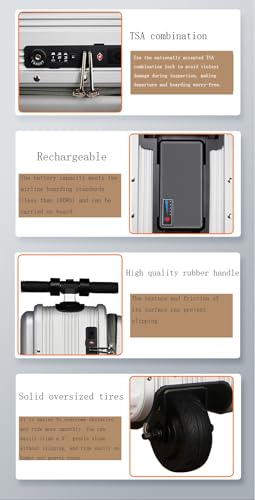 Electric Luggage, Small Riding Trolley Case, 20 Inches, Luggage Scooter with USB Port for Business People, Fashionistas, Travel Enthusiasts (Black)2