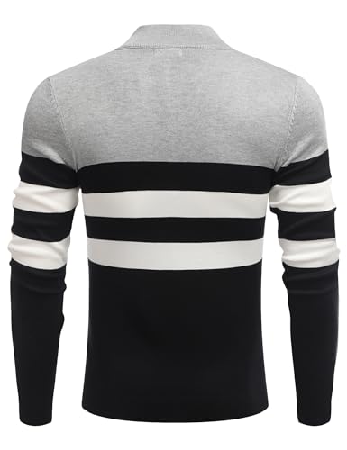 Image of COOFANDY Men's Quarter Zip Up Sweaters Slim Fit Lightweight Mock Pullover