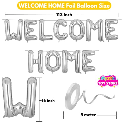 Image of Welcome Home Banner Silver for Baby Boy Girl Bride Airport Foil Balloon Decoration Decor Celebration Silveren