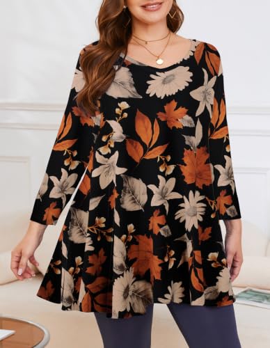 Image of LARACE Plus Size Tops for Women 3 /4 Sleeve Shirts V Neck Tunic Tops Blouses