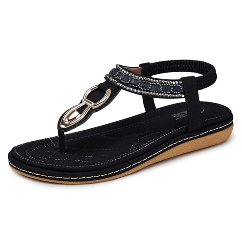 Image of SHIBEVER Flat Sandals for Women Dressy: Comfortable Thong Slip On Sandal