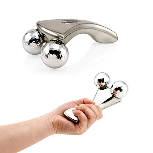 Dr BWC® Facial Massager Jade Roller & Gua Sha Tool Natural Stone for Face Neck Healing Skin Wrinkles & Serum Application 2 Wheel 3D Manual Roller for Facial Massager/Face Massager