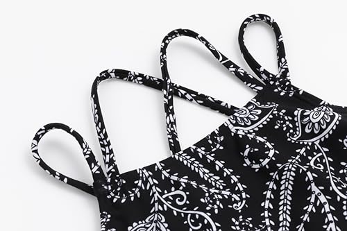 Image of LIZENS Girls' One Piece Leopard Swimwear Cut Out Spaghetti Straps Swimsuit Floral Beach Bathing Suit for Girls Toddler Kids