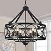 Black Chandeliers Dining Room Light Fixtures Farmhouse Rustic Industrial 6 Light Pendant Light Kitchen Island for Foyer Entryway Living Room