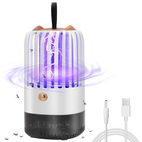 Lampe Anti Moustique, Piège à Mouche 2000mAh Rechargeable USB, 360 ° UV Tueur d'Insectes Électrique, Répulsifs...