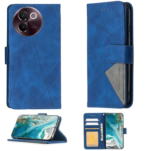 Aroepurt Case Compatible for Vivo V30e Phone Case Cover Flip Stand Cover PU Leather Wallet Case Blue