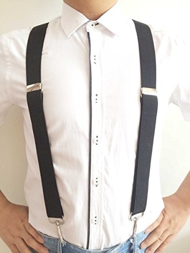 Romanlin Suspenders For Men With Hooks 3 Adjustable Clips Heavy Duty Big And Tall Belt Loops Suspenders Braces (Black) #TOP2