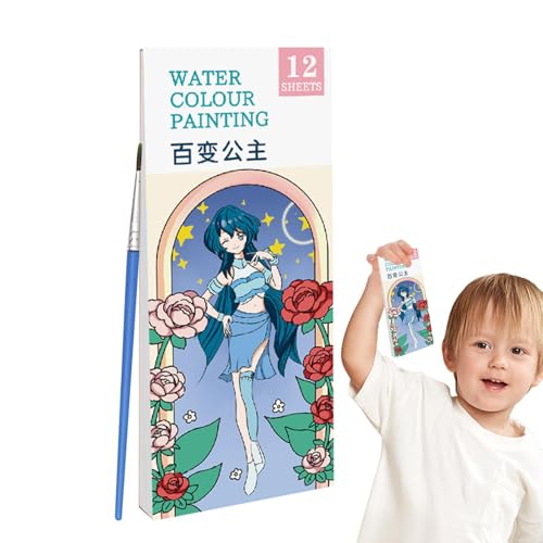 Yianyal Aquarell-Malbücher für Kinder, Aquarellfarben-Set für Kinder | 12-seitiges Malset - Kunst- und Handwerks-Set für Reisen mit Pinsel für Kinder u