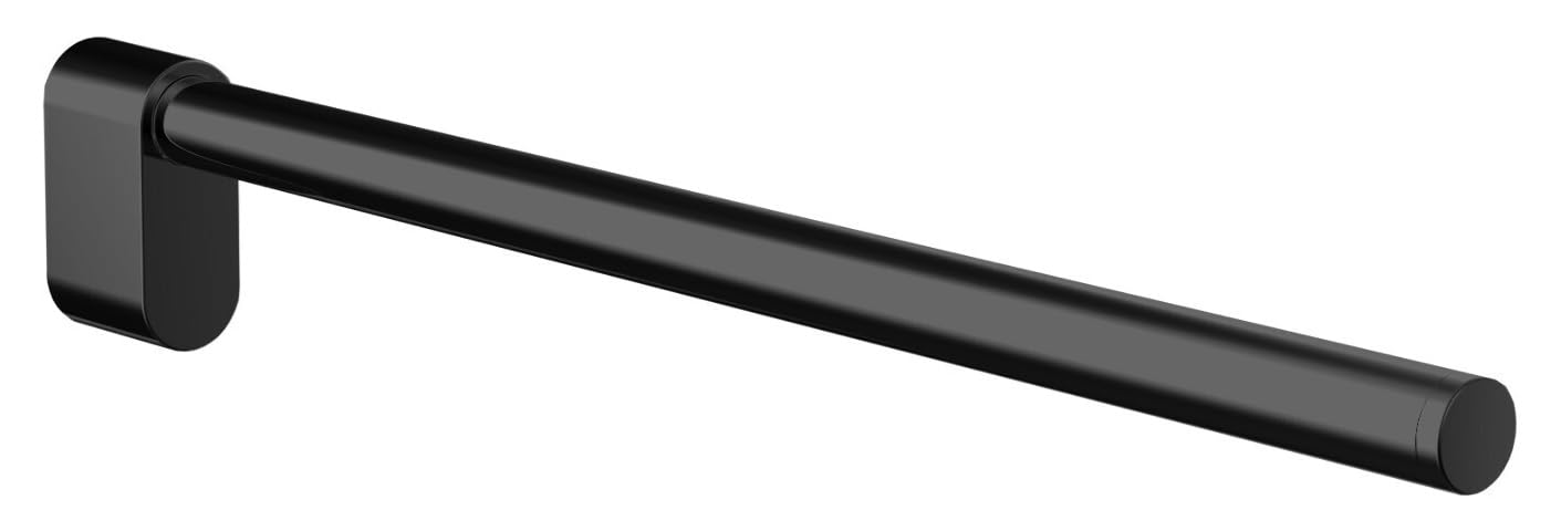 EMCO Flow - Portasciugamani a braccio singolo da parete, in metallo, di alta qualità, colore: Nero opaco