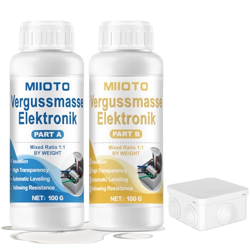 Miioto Elektrovergussmasse Gießharz Elektro Vergussmasse Elektronik mit Abzweigdose Wasserdicht Elektrovergussmasse Transparente Geeignet für Platinen Formen Isoliert