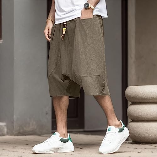 SUWBMHWE Japanese Clothes for Men Baggy Pants Plus Size Hippie Trousers Boho Linen Harem Beach Yoga Men's Casual Wear Lounge2